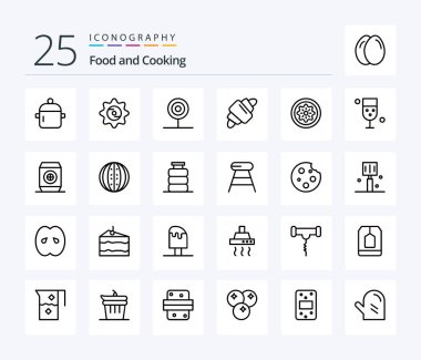 Food 25 Line icon pack including meal. drink. food. croissant. food