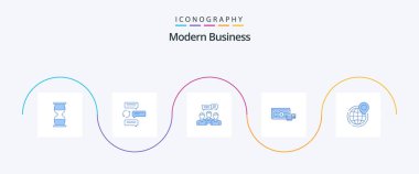 Modern Business Blue 5 Icon Pack Including online. dialog. conversation. consulting. chat