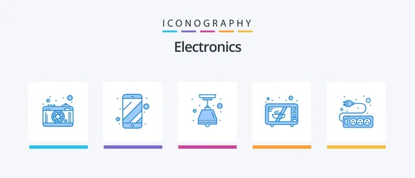 Electronics Blue Icon Pack Including Hardware Electric Electronic Microwave Creative — Stockvector