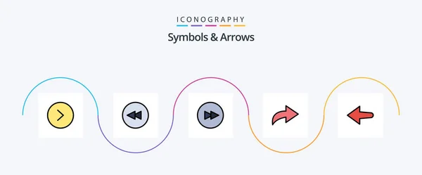 Symbols Arrows Line Filled Flat Icon Pack Including Next Left — Archivo Imágenes Vectoriales