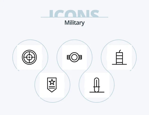 Military Line Icon Pack Icon Design Badge Timer Soldier Dynamite — Image vectorielle