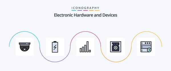 Devices Line Filled Flat Icon Pack Including Server Hard Electric — vektorikuva