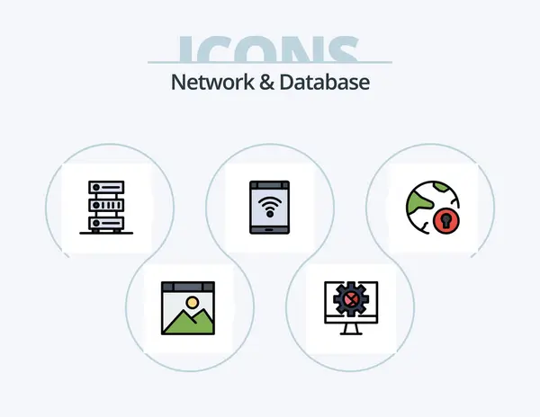Network Database Line Filled Icon Pack Icon Design Design App — Vettoriale Stock
