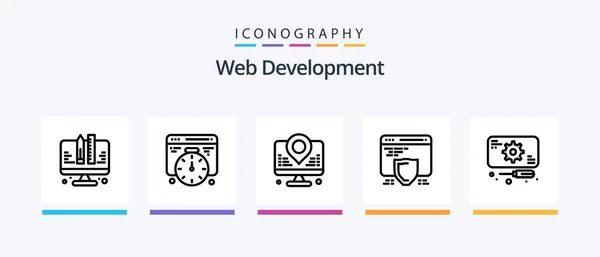Web Development Line Icon Pack Including Development Web Web Quality — Stok Vektör