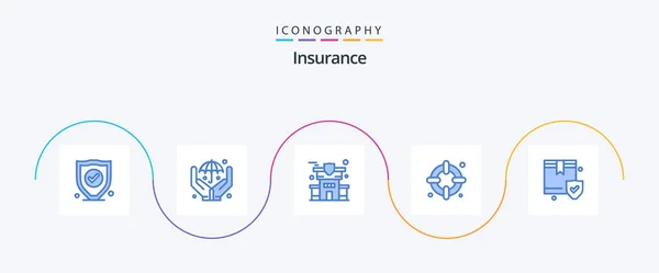 Insurance Blue Icon Pack Including Box Property Security Insurance — Stok Vektör