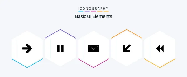 Basic Elements Glyph Icon Pack Including Media Left Sms Arrow — Διανυσματικό Αρχείο