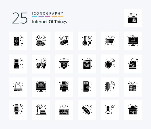Internet Things Solid Glyph Icon Pack Including Shopping Weather Camera — Stock vektor
