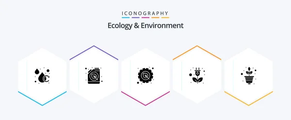Ecology Environment Glyph Icon Pack Including Plant Power Environment Plug — стоковый вектор