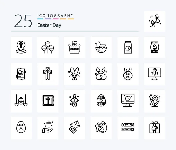 Easter Line Icon Pack Including Holiday Bottle Easter Egg Egg — Stockvector
