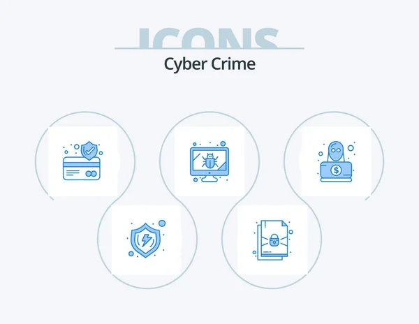 Cyber Crime Blue Icon Pack Icon Design Spy Detective Atm — Stockvektor