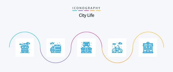 City Life Blue Icon Pack Including Home Life Life Lifecycle — Stockvector