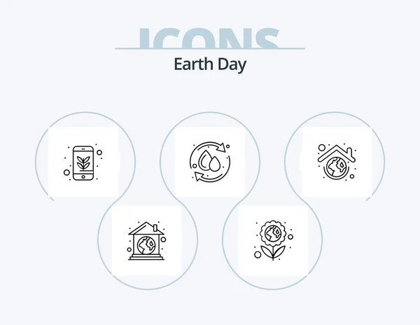Earth Day Line Icon Pack Icon Design Grow Natural Green — Stock Vector