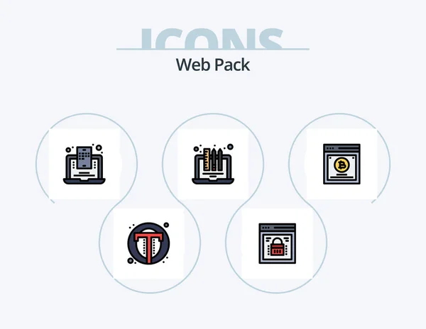 Web Pack Line Filled Icon Pack Icon Design Making Website — Stockvector