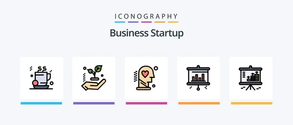 Business Startup Line Filled Icon Pack Including Man Brain Monitor — Wektor stockowy