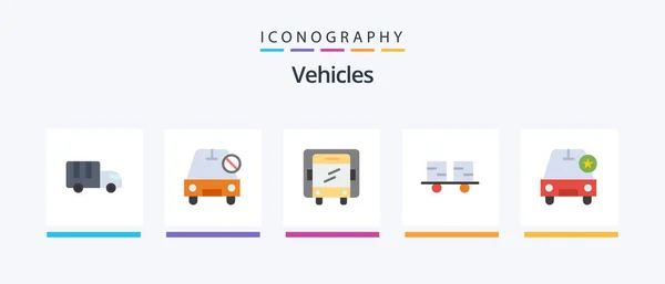 Vehicles Flat Icon Pack Including Car Forklift Truck Slash Forklift — 图库矢量图片
