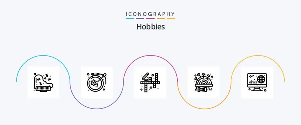 Hobbies Line Icon Pack Including News Hobbies Art Stitch Pincushion — Image vectorielle