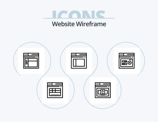 Website Wireframe Line Icon Pack Icon Design Website Secure File — Image vectorielle