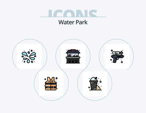 Water Park Line Filled Icon Pack Icon Design Garden Park — Stock vektor