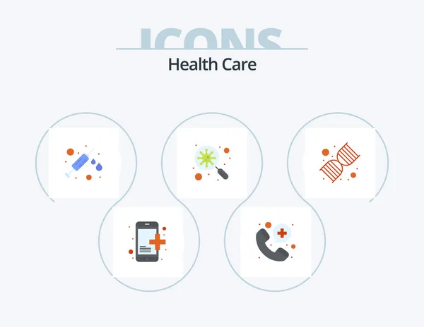 Health Care Flat Icon Pack Icon Design Genetics Medical Virus — Archivo Imágenes Vectoriales