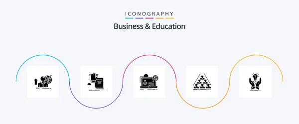 Business Education Glyph Icon Pack Including Build Progress Website Online — Image vectorielle