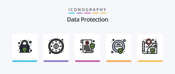 Data Protection Line Filled Icon Pack Including Security Location Password — Wektor stockowy