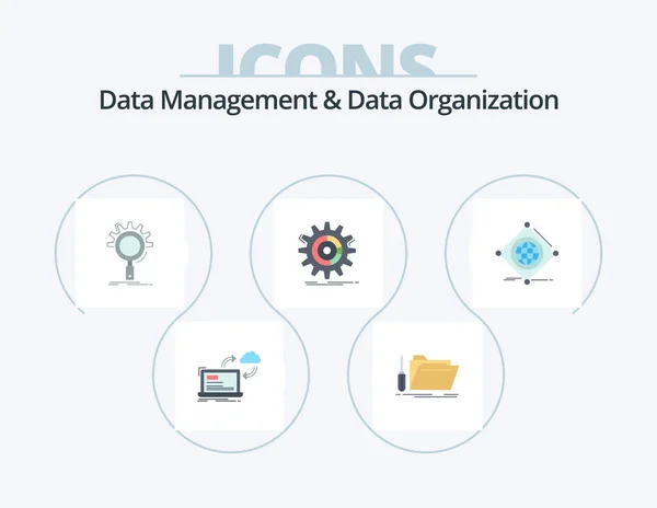 Data Management Data Organization Flat Icon Pack Icon Design Management — Stock Vector