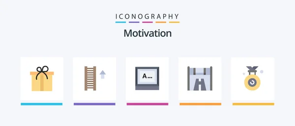 Motivation Flat Icon Pack Including Winner Medal Typing Road Start — Stockový vektor