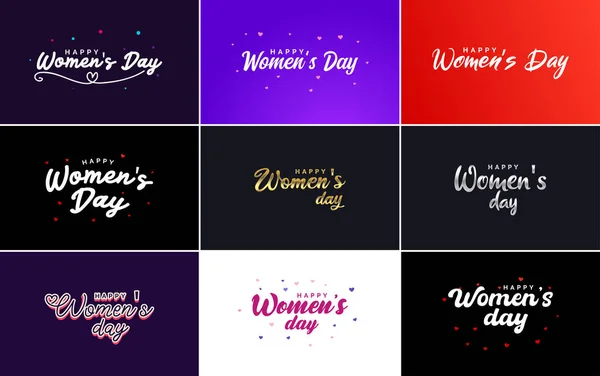 Abstract Happy Women Day Logo Love Vector Logo Design Pink — Stok Vektör