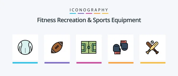 Fitness Recreation Sports Equipment Line Filled Icon Pack Including Ice — Vector de stock
