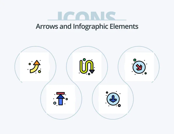 Arrow Line Filled Icon Pack Icon Design Circle Turn Arrow — Διανυσματικό Αρχείο