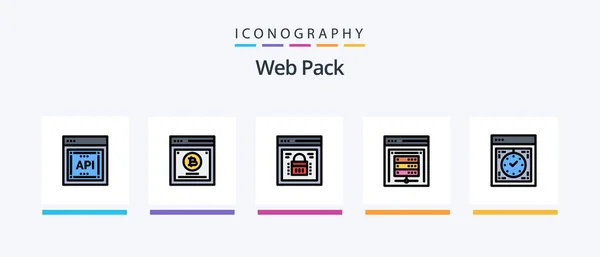 Web Pack Line Filled Icon Pack Including Best Website Web — Vettoriale Stock