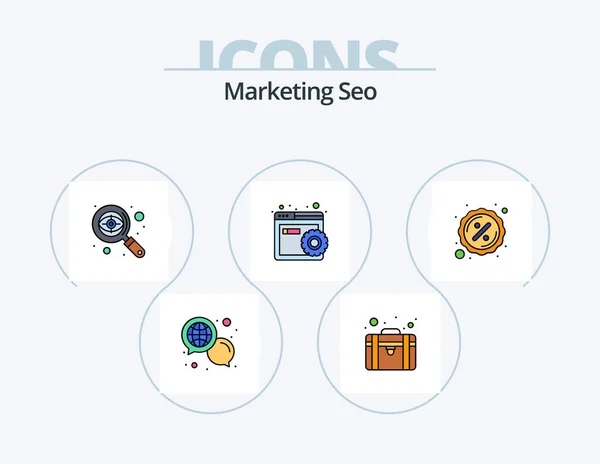 Marketing Seo Line Filled Icon Pack Icon Design Keywords Seo — Stock Vector