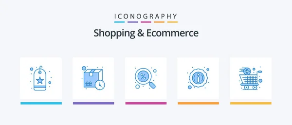 Shopping Ecommerce Blue Icon Pack Including Cart Shopping Discount Tag — Stok Vektör