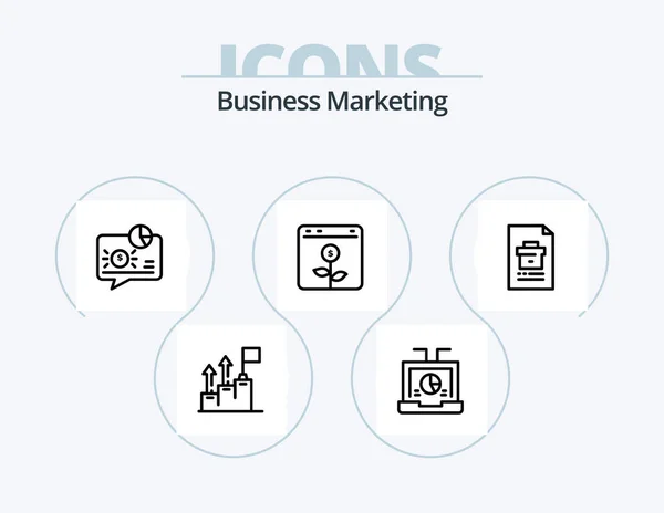 Business Marketing Line Icon Pack Icon Design Business Banking Growth — Stockový vektor
