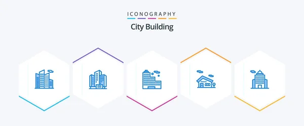 City Building Blue Icon Pack Including Government City Building House — Archivo Imágenes Vectoriales