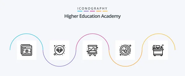 Academy Line Icon Pack Including Workplace Desk Education Education Biology — Stockový vektor