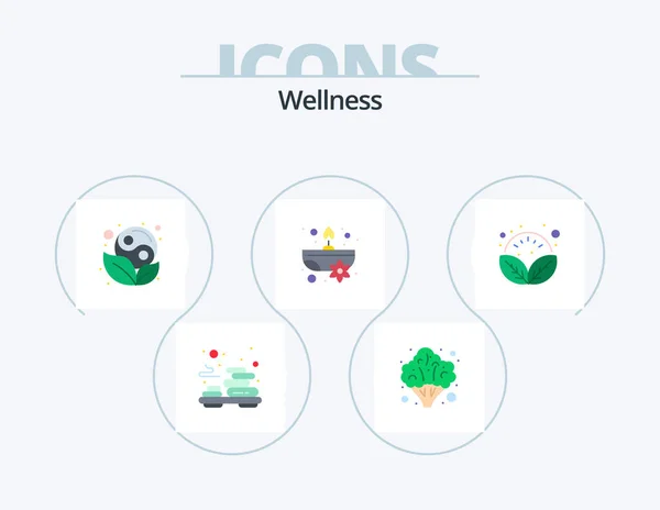 Wellness Flat Icon Pack Icon Design Plant Flower Symbol Spa — Archivo Imágenes Vectoriales
