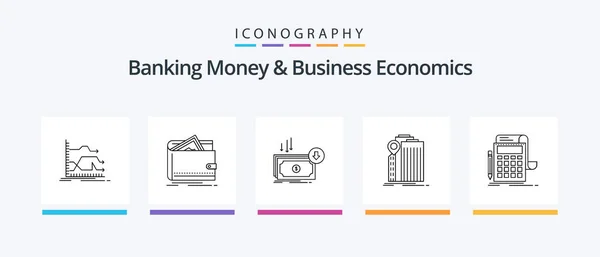 Banking Money Business Economics Line Icon Pack Including Forward Offer — Archivo Imágenes Vectoriales