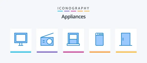 Appliances Blue Icon Pack Including Home Door Appliances Washing Household — Image vectorielle