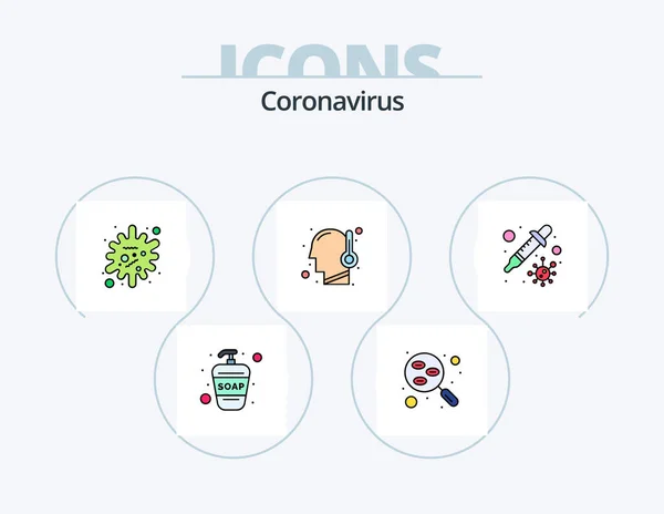 Coronavirus Line Filled Icon Pack Icon Design Flu Corona Closed — Archivo Imágenes Vectoriales