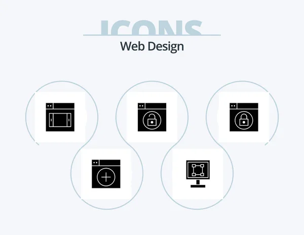 Web Design Glyph Icon Pack Icon Design Web Lock Program — Stock Vector