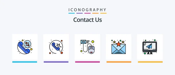 Contact Line Filled Icon Pack Including Boss Phone Call Contact — Stockový vektor
