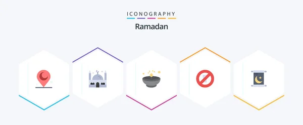 Ramadan Flat Icon Pack Including Invitation Ramadan Diwali Water Fasting — Stock Vector