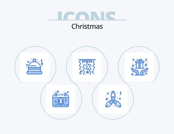 Christmas Blue Icon Pack Icon Design Present Christmas Christmas Hands — Stockvektor