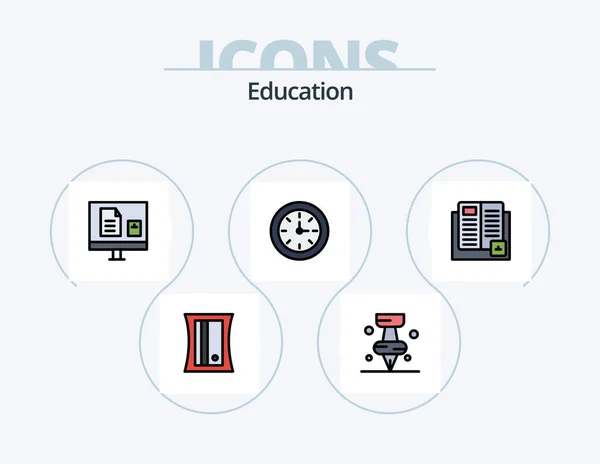 Education Line Filled Icon Pack Icon Design Education Stationary Eraser — Archivo Imágenes Vectoriales