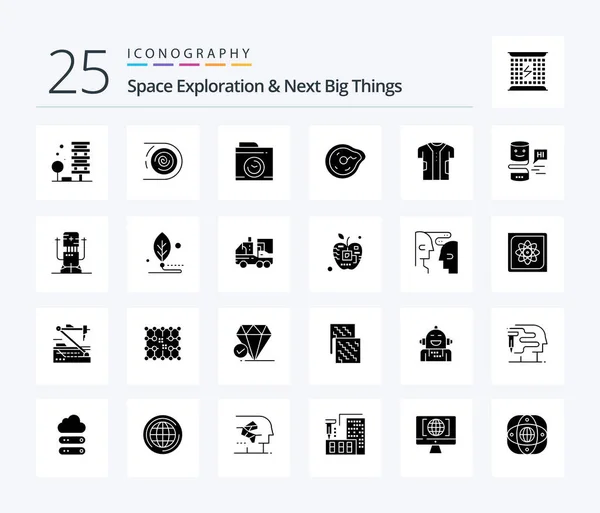 Space Exploration Next Big Things Solid Glyph Icon Pack Including — Archivo Imágenes Vectoriales