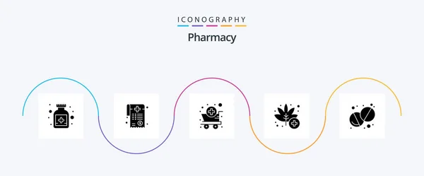 Pharmacy Glyph Icon Pack Including Pill Health Medical Weed Medical — Stok Vektör
