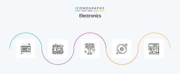 Electronics Line Icon Pack Including Maker Electric Tower Machine Dvd — Stockvektor