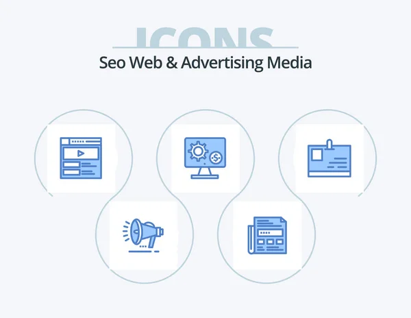 Seo Web Advertising Media Blue Icon Pack Icon Design Money — Stok Vektör