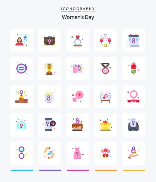 Creative Womens Day Flat Icon Pack Lovely Day Eight March — Vector de stock